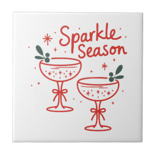 Christmas Cocktails Sparkle Season Ceramic Tile
