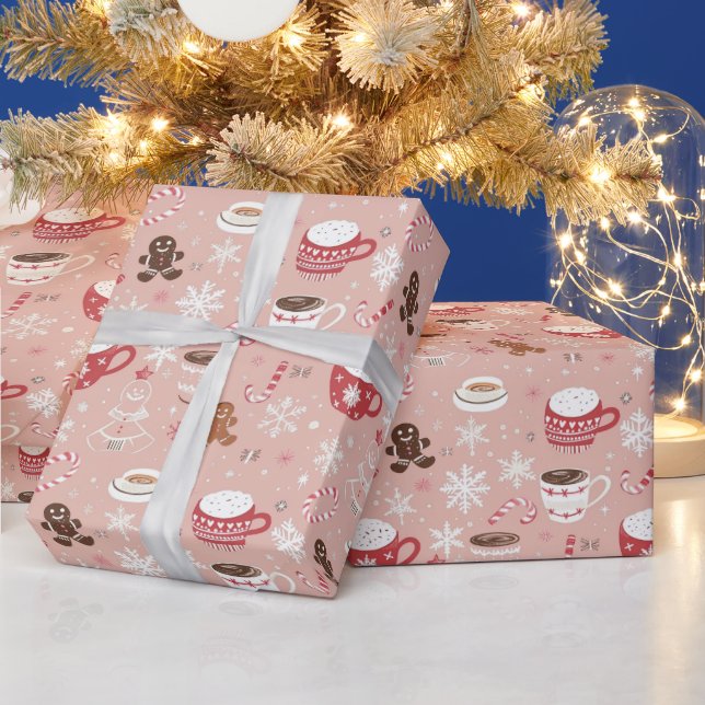 Christmas Cocoa Cups & Gingerbread Cookies Wrapping Paper (Holidays)