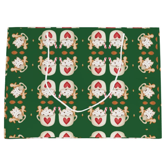 Christmas Cocoa Geometric Abstract Large Gift Bag (Front)
