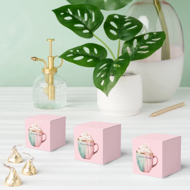 Christmas Cocoa Gold Blush Pink Mint Warm Wishes Favour Box (Multiple)