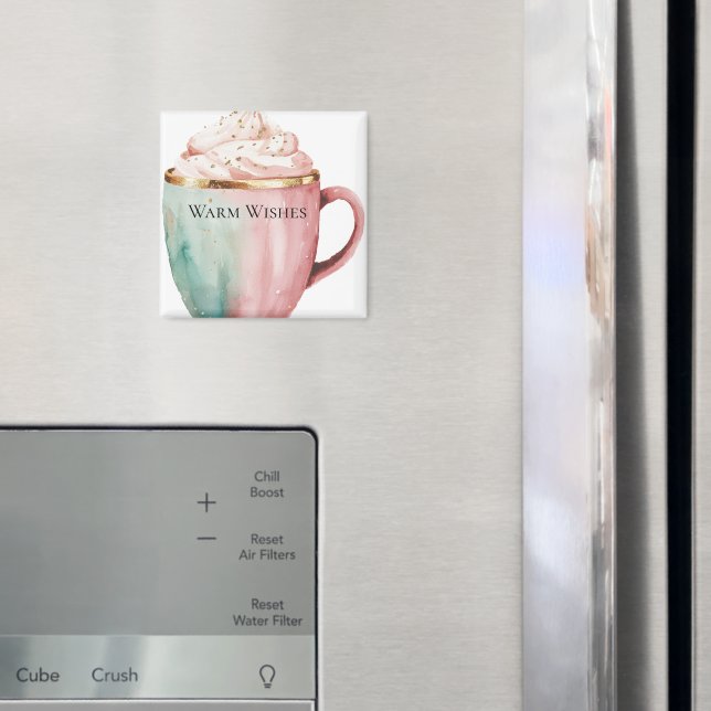 Christmas Cocoa Gold Pink Mint Warm Wishes Magnet (In Situ (Fridge))