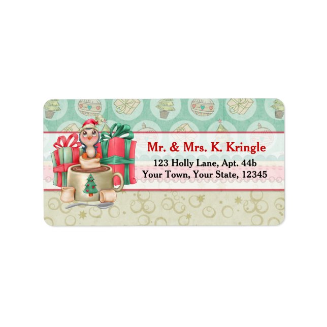 Christmas Cocoa Penguin Address Label (Front)
