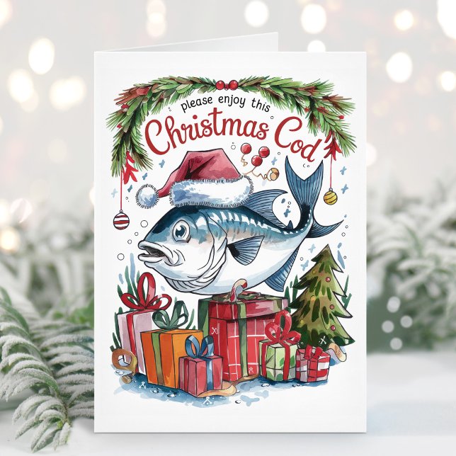 Christmas Cod Funny Fishing Christmas Card (Creator Uploaded)
