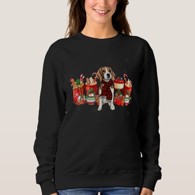 Christmas Coffee Drink Beagle Dog Sweatshirt (Front)