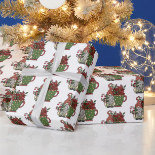 Christmas coffee gnomes wrapping paper