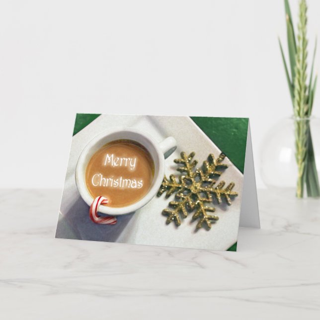Christmas Coffee Latte / Cappuccino Greeting Card (Front)