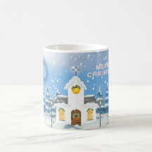 Christmas Coffee Mug With Little White Snow Church