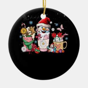 Christmas Coffee Pink Christmas Spice Latte Cosy S Ceramic Ornament