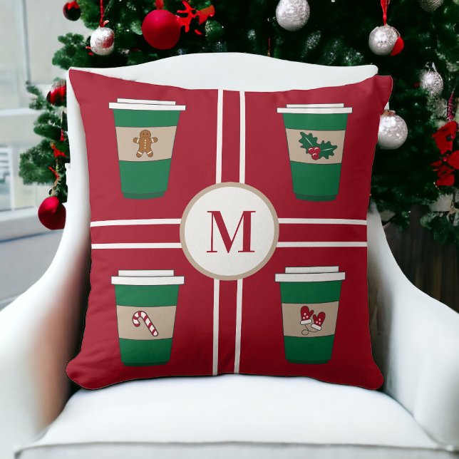 Christmas Coffees Monogram Cushion (Creator Uploaded)