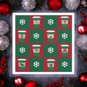 Christmas Coffees Snowflakes Holiday Themed Napkin