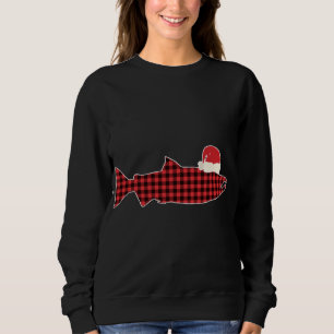 Christmas Coho Salmon Red Plaid Buffalo Tartan San Sweatshirt