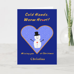 Christmas cold hands warm heart snowman test holiday card