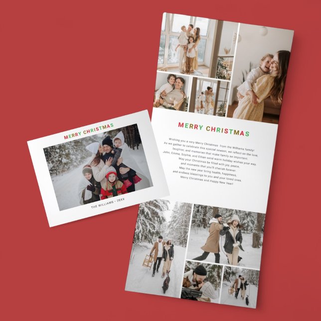 Christmas Collage 12 Photo Tri-Fold Holiday Card (Creator Uploaded)