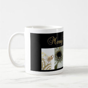 Christmas Collage Black, White and Gold Coffee Mug