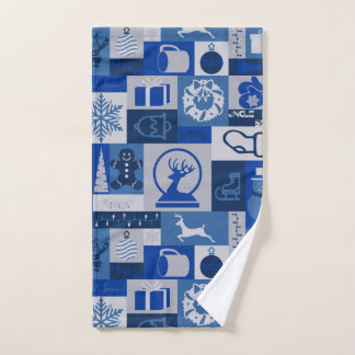 Christmas Collage (Blue) Hand Towel