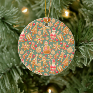 Christmas Collage Ceramic Ornament