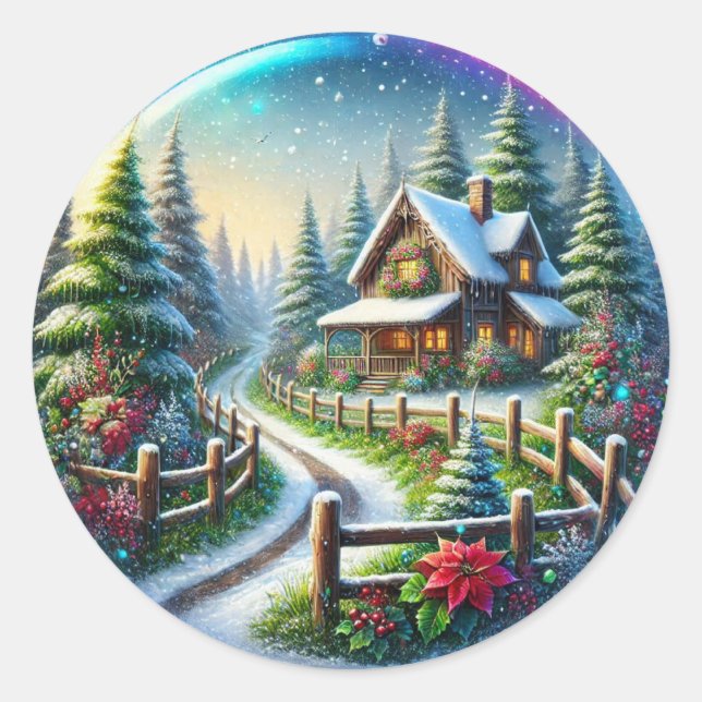 Christmas Collage Classic Round Sticker (Front)