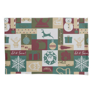 Christmas Collage (Green/Gold) Pillowcase