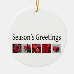 Christmas Collage in Red Ceramic Tree Decoration