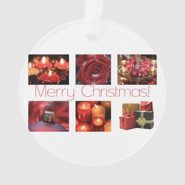 Christmas Collage in Red Ornament (Front)