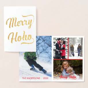 Christmas Collage Merry Ho Ho Red Foil Card
