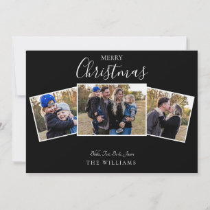 Christmas Collage Photo Black Flat Card