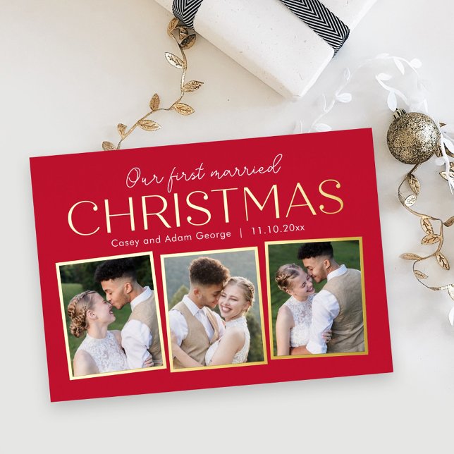Christmas Collage REAL FOIL Holiday Photo Card (Creator Uploaded)