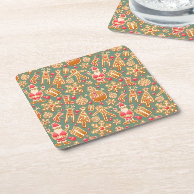 Christmas Collage Square Paper Coaster (Angled)