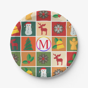 Christmas Collage with Monogram Paper Plate