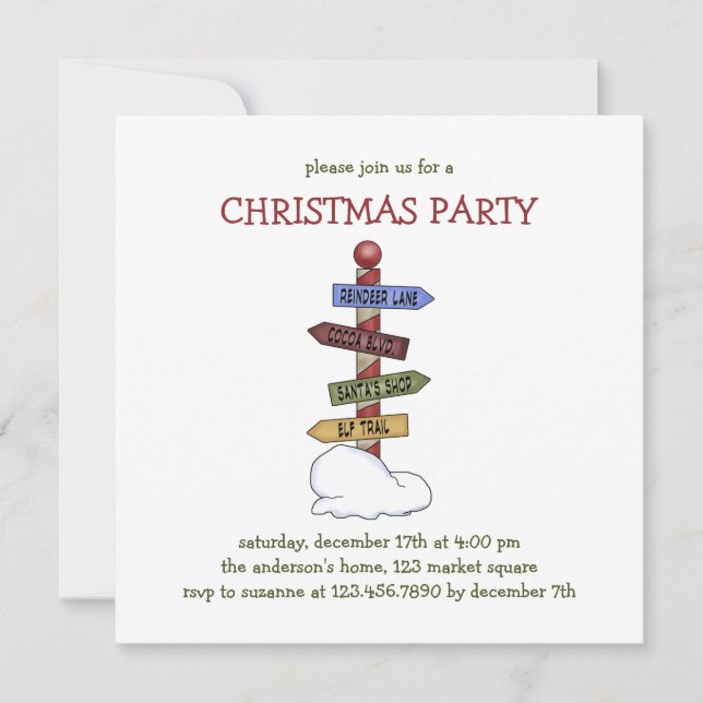 Christmas Collection · North Pole Street Signs Invitation (Front)