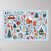Christmas collection of decorative winter elements