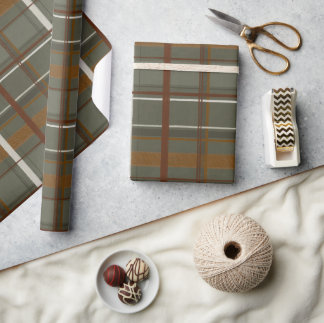 Christmas Collection | Plaids Green, Cream, Tan Wrapping Paper