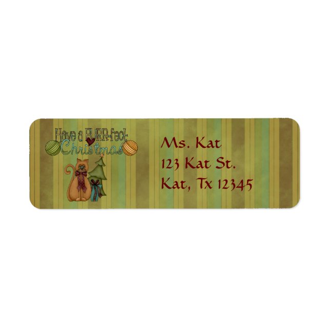 Christmas Collection Purr-fect Cat Return Address Label (Front)