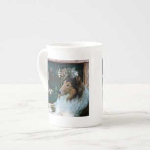 Christmas Collie at Window Bone China Mug