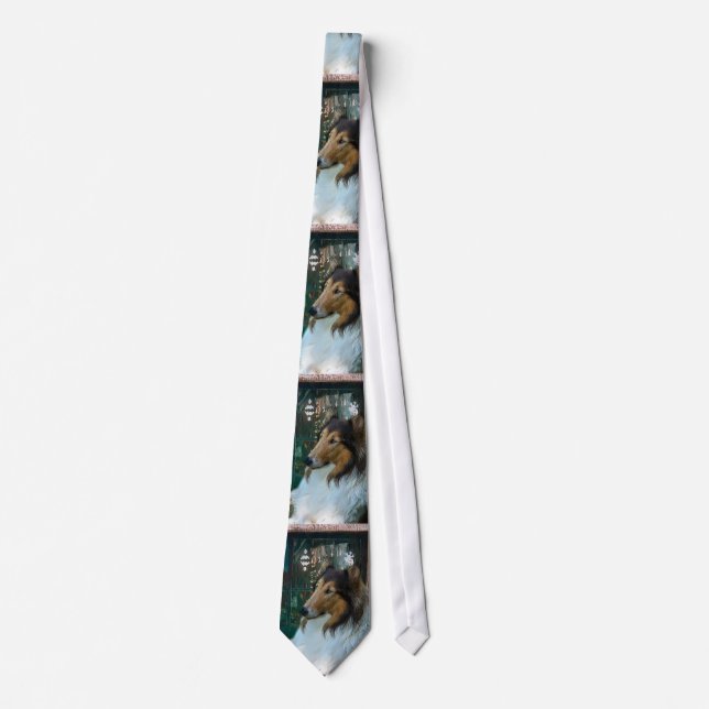 Christmas Collie at Window Tie (Front)