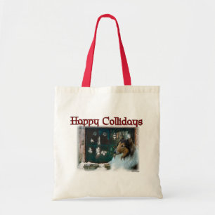 Christmas Collie at Window Tote Bag
