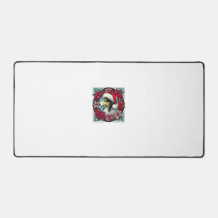 Christmas Collie Dog Illustration Yule Collies 2 Desk Mat