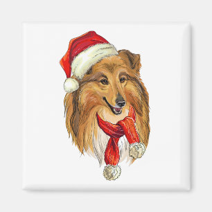 Christmas Collie dog Magnet