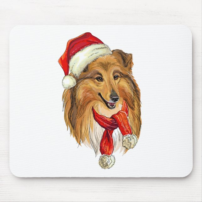 Christmas Collie dog Mouse Pad (Front)