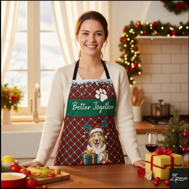 Christmas Collie Dog Reindeer Gift Graphic Apron (Creator Uploaded)