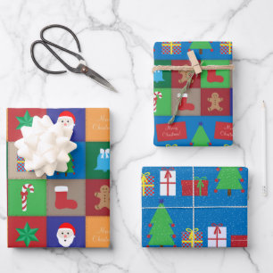 Christmas Colorful Square Patterns Paper Sheets