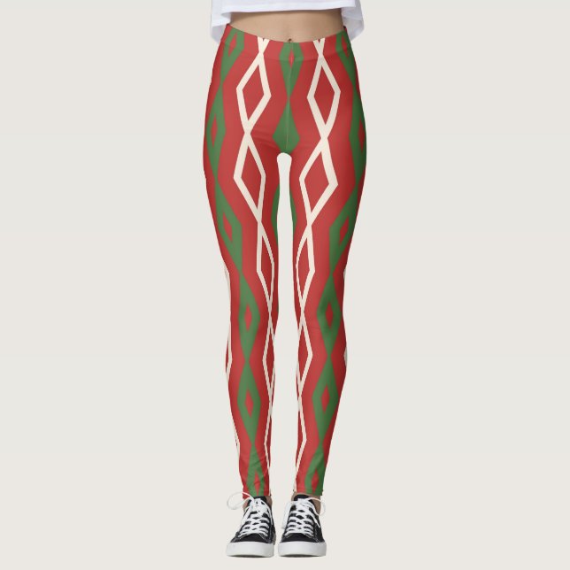 Christmas Colors Pattern Leggings (Front)