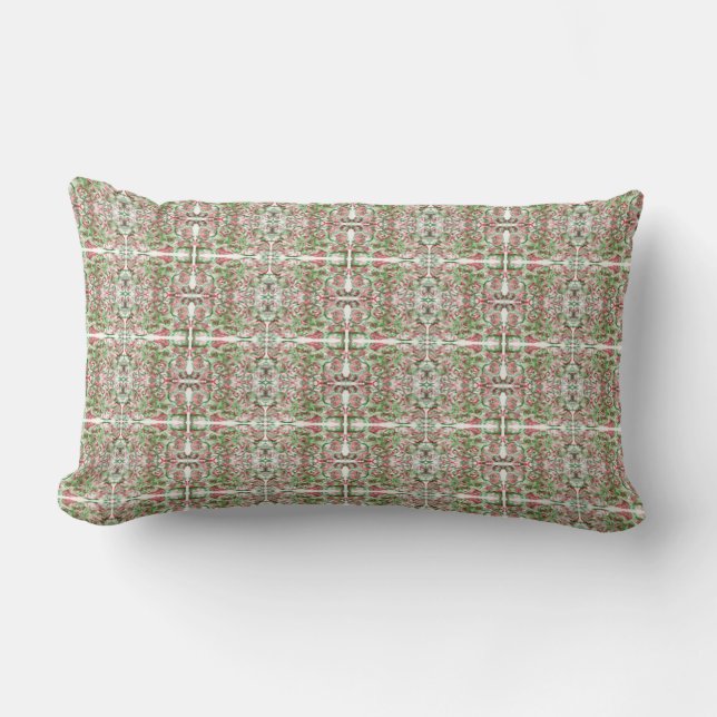 Christmas Colour Red Green Abstract Pattern Family Lumbar Cushion (Front)