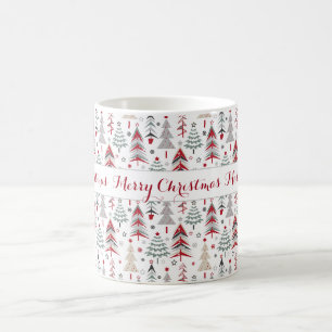 Christmas colourful Christmas tree red green fores Coffee Mug