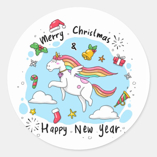 Christmas Colourful Classic Round Sticker (Front)
