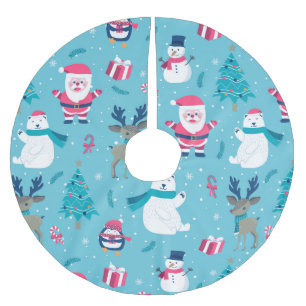 Christmas Colourful Design Brushed Polyester Tree Skirt