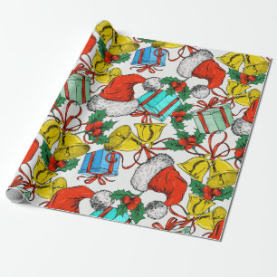 Christmas Colourful Gift Red Santa Hat Wrapping Paper