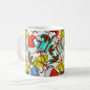 Christmas Colourful Gifts Red Santa Hats Holidays Coffee Mug