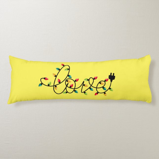 Christmas Colourful Lights Love Text-45872 Body Cushion (Front)