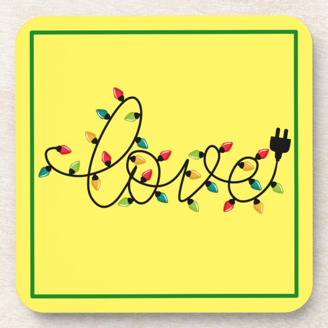 Christmas Colourful Lights Love Text-45872 Coaster (Front)